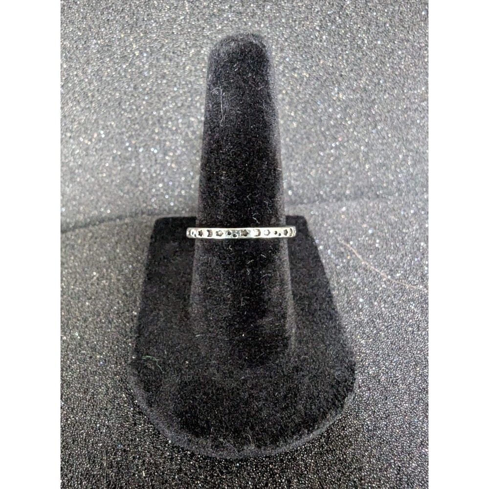 Silver Toned Very‎ Thin Sun And Moon Band Ring - Size 6.5